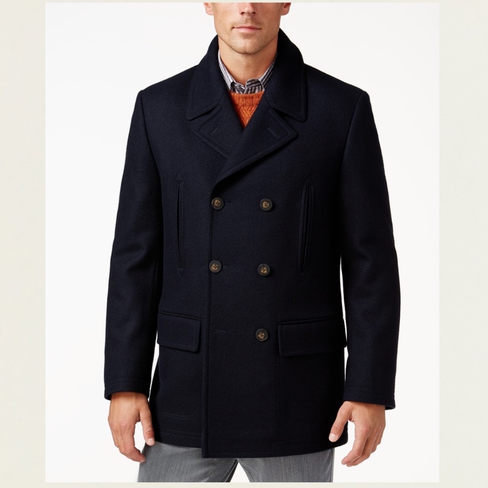 LAUREN RALPH Lauren Luke Wool-Blend Peacoat NWT 42R Navy Double-Breasted